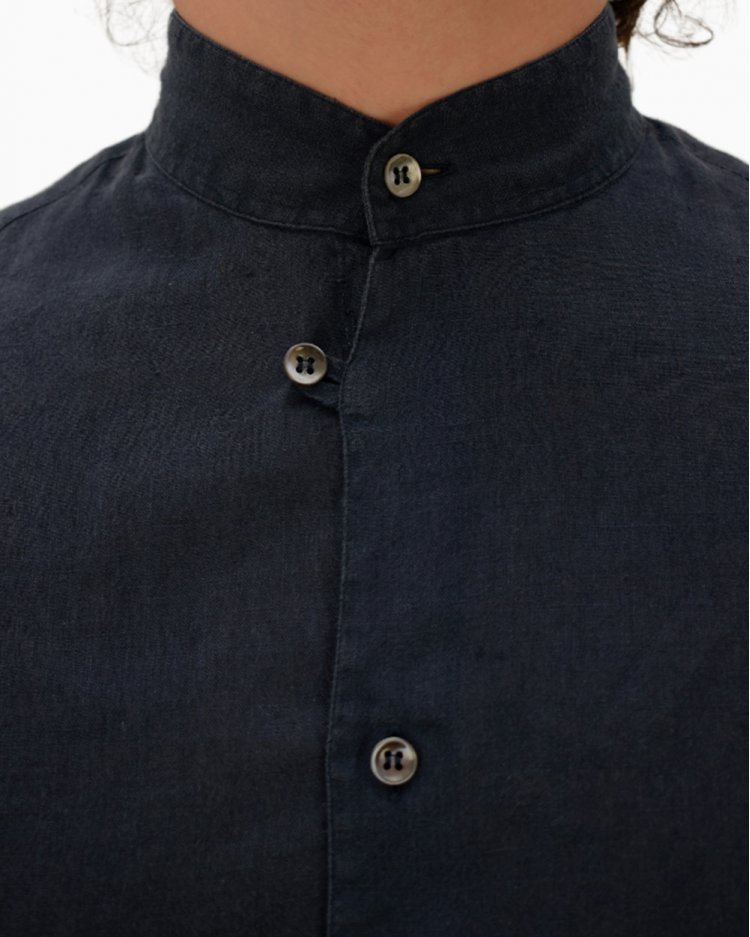 Camisa Giorgio Armani original em linho azul marinho masculino